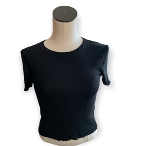 Topshop women’s black crew neck black crop top short sleeve NWOT Sz 4